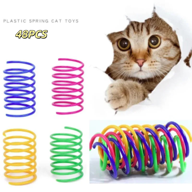 Interactive Cat Spring Toy – Colorful Plastic Jumping Toy