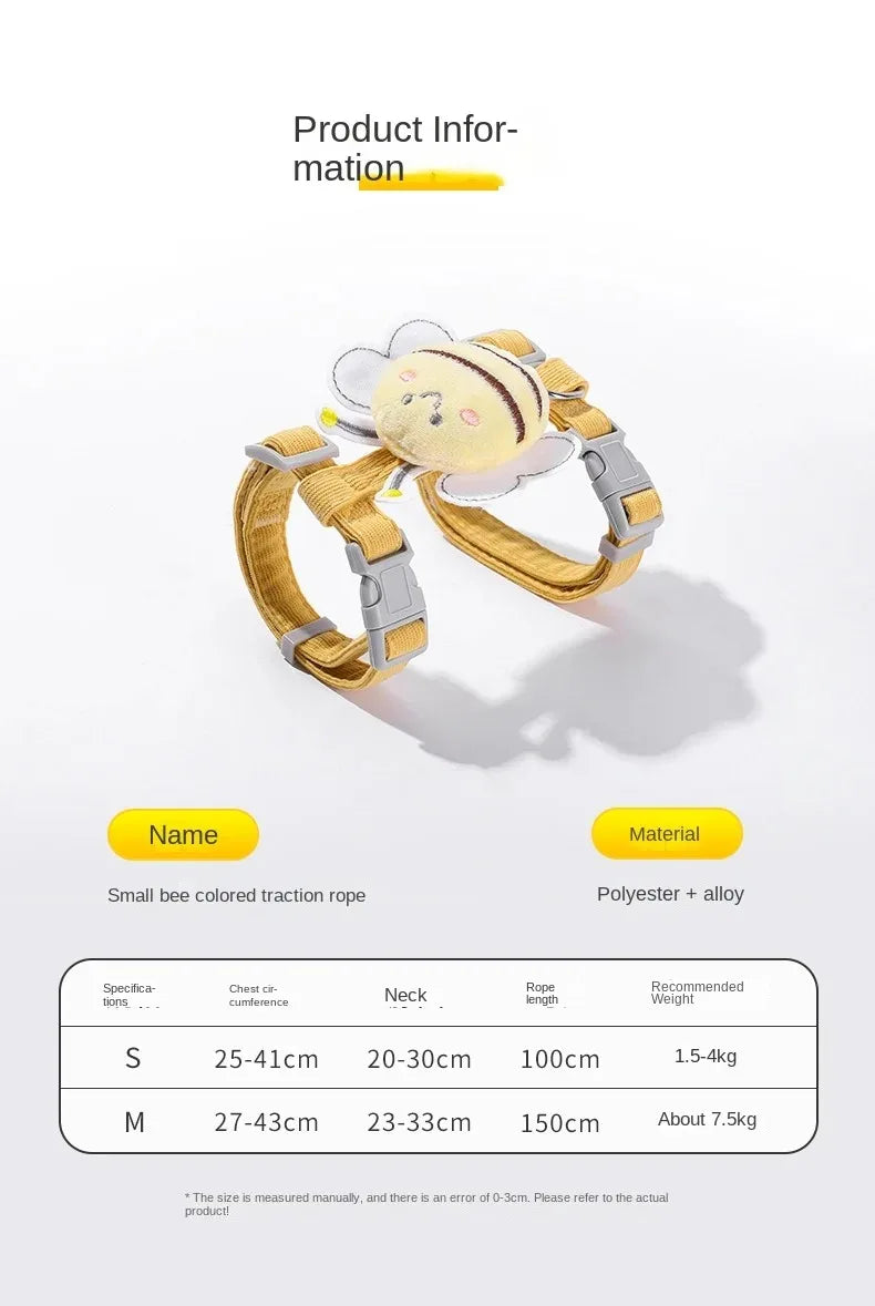 Cat Harness and Leash Set Adjustable Bee Design for Walking