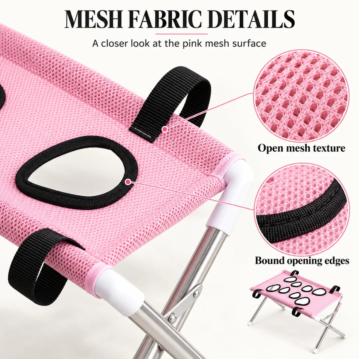 Foldable Pet Grooming Table Adjustable Dog Cat Hair Brushing Bath Stand Multi-Hole Non-Slip Portable Grooming Platform