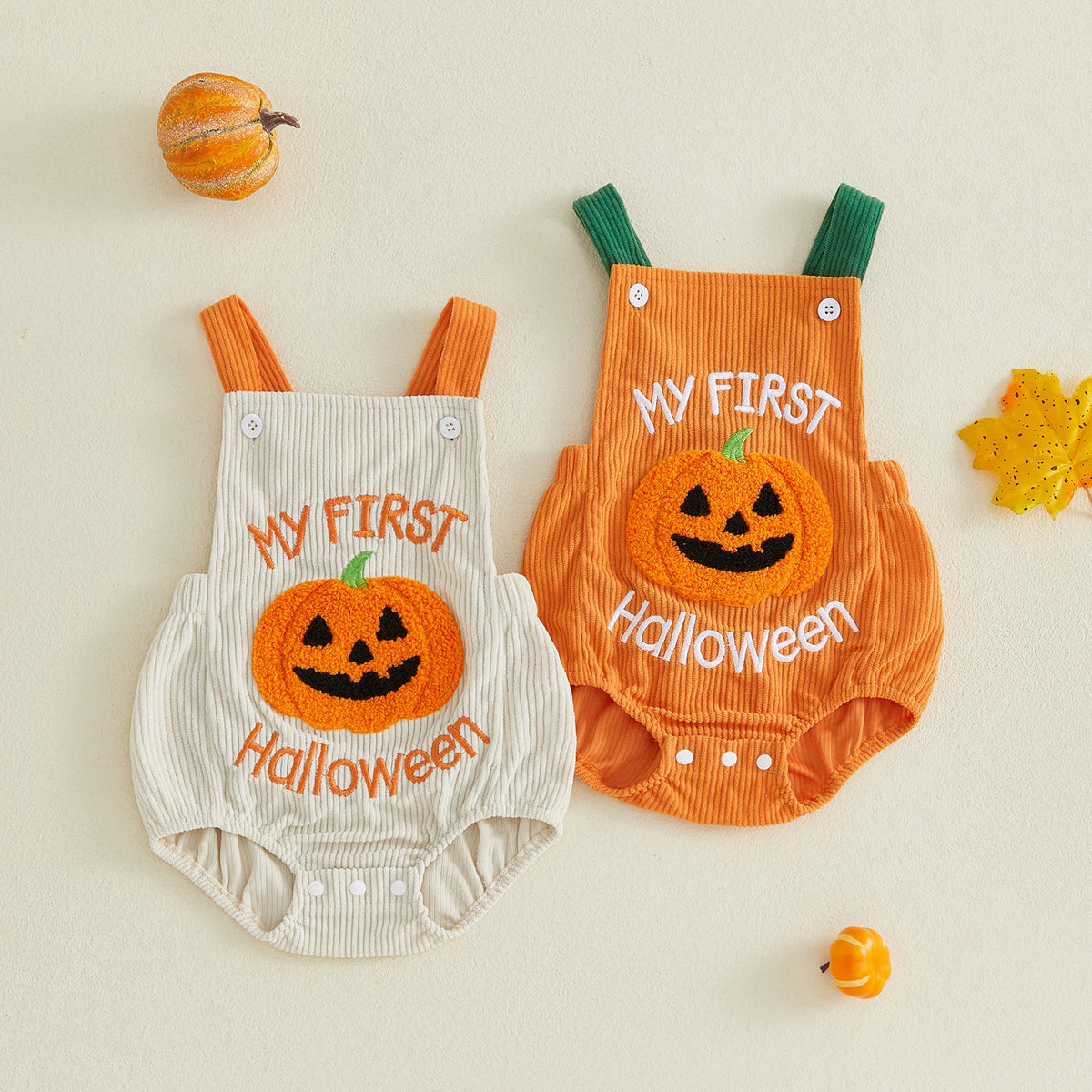 0-18M Newborn Infant Baby Boy Girl Halloween Romper Embroidered Sleeveless Overall Bodysuit