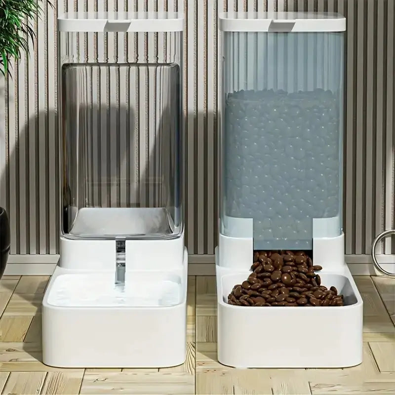 7A-1pc/2pcs Automatic Dog Feeder/Water Dispenser, Plastic Gravity Dog Food And Water Dispenser Set