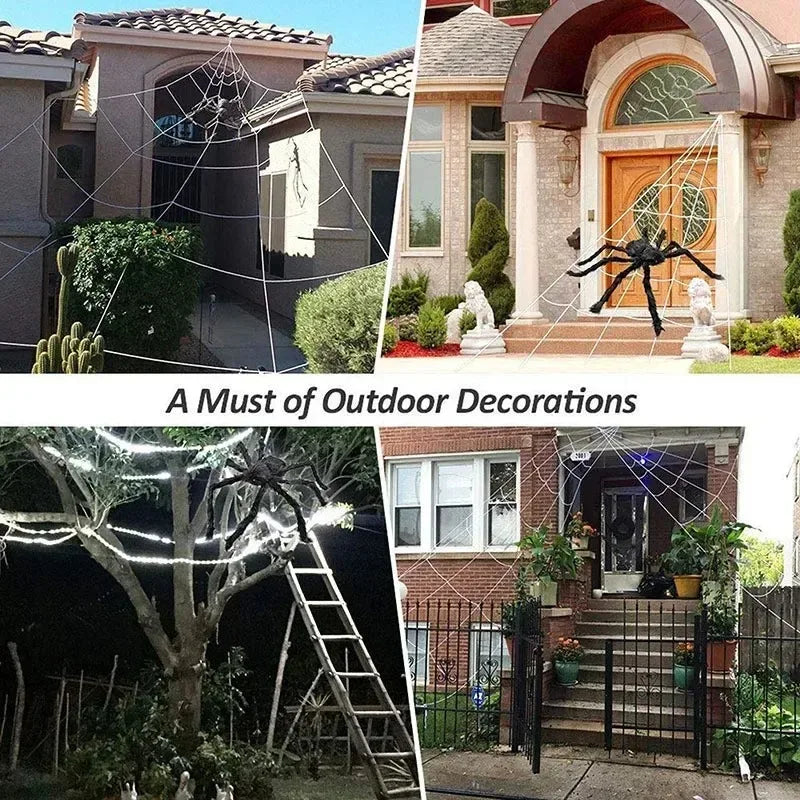 Horror Halloween Plush Spider Decoration Giant Halloween Spiders Web Party Prop Haunted Outdoor Chamber Prank Black Spider Decor