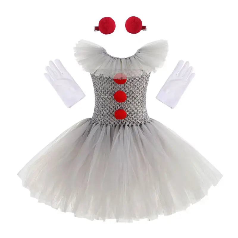 Girls Witch Halloween Costume 3 Color Tulle Tutu Dress With Pointed Hat Kids Carnival Party Cosplay Fancy Dress