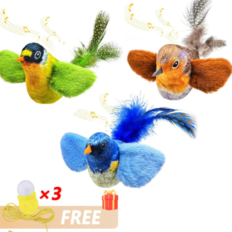 Lifelike Bird Cat Toy – Feather Plush Teaser for Kittens