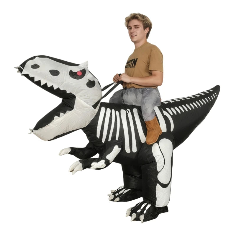 Halloween Inflatable Skull Tyrannosaurus Costume Inflatable Dinosaur Mascot Cosplay Dress Up Suitable for Halloween Party
