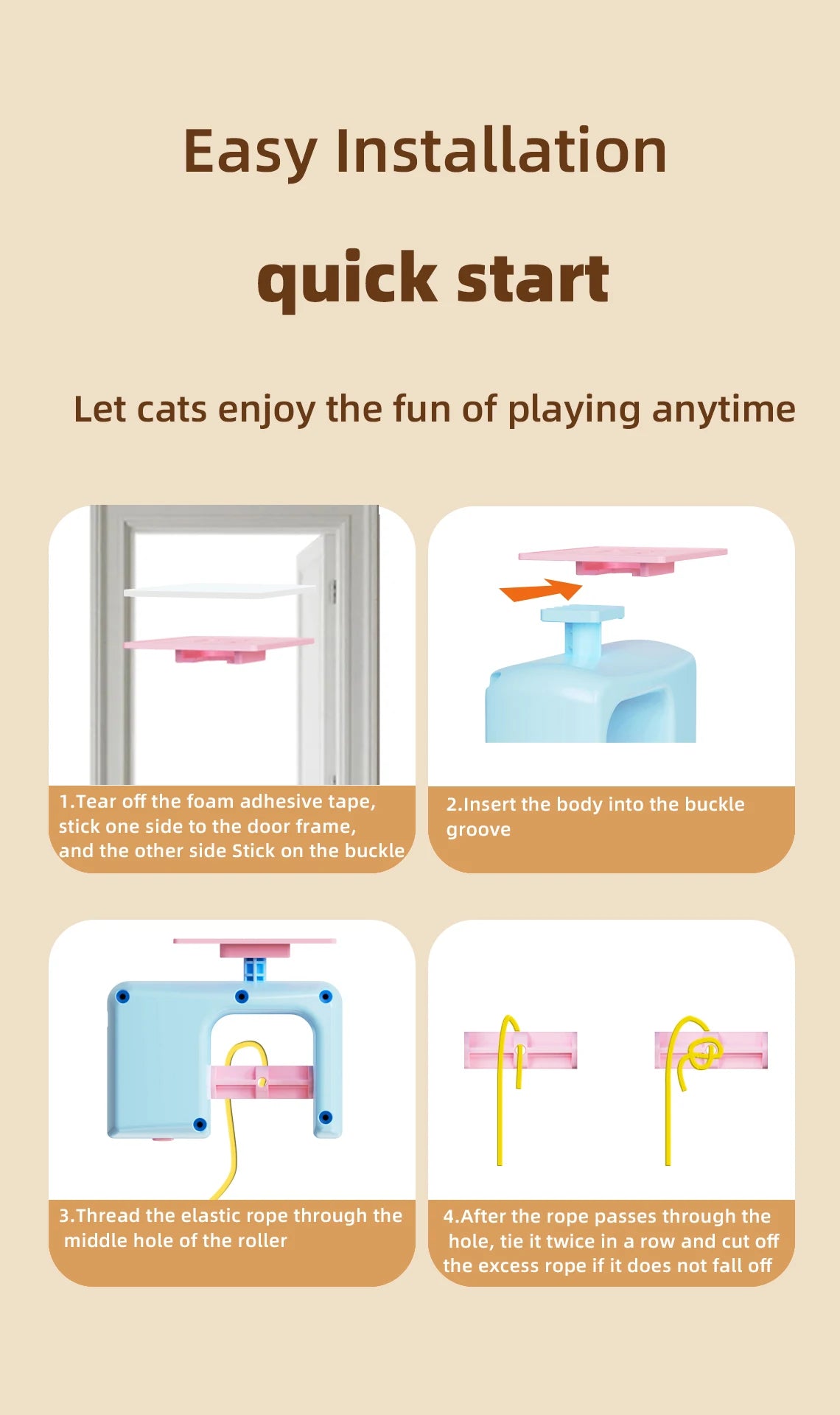 Automatic Interactive Cat Toy with Flying Feather & Elastic Rope