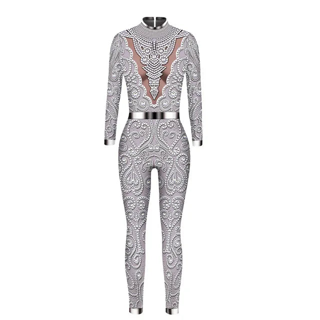 Women Skeleton Robot 3D Printing Bodysuit Zipper Back Halloween Costume Full Body Fall Jumpsuits for Women Wedding Guest