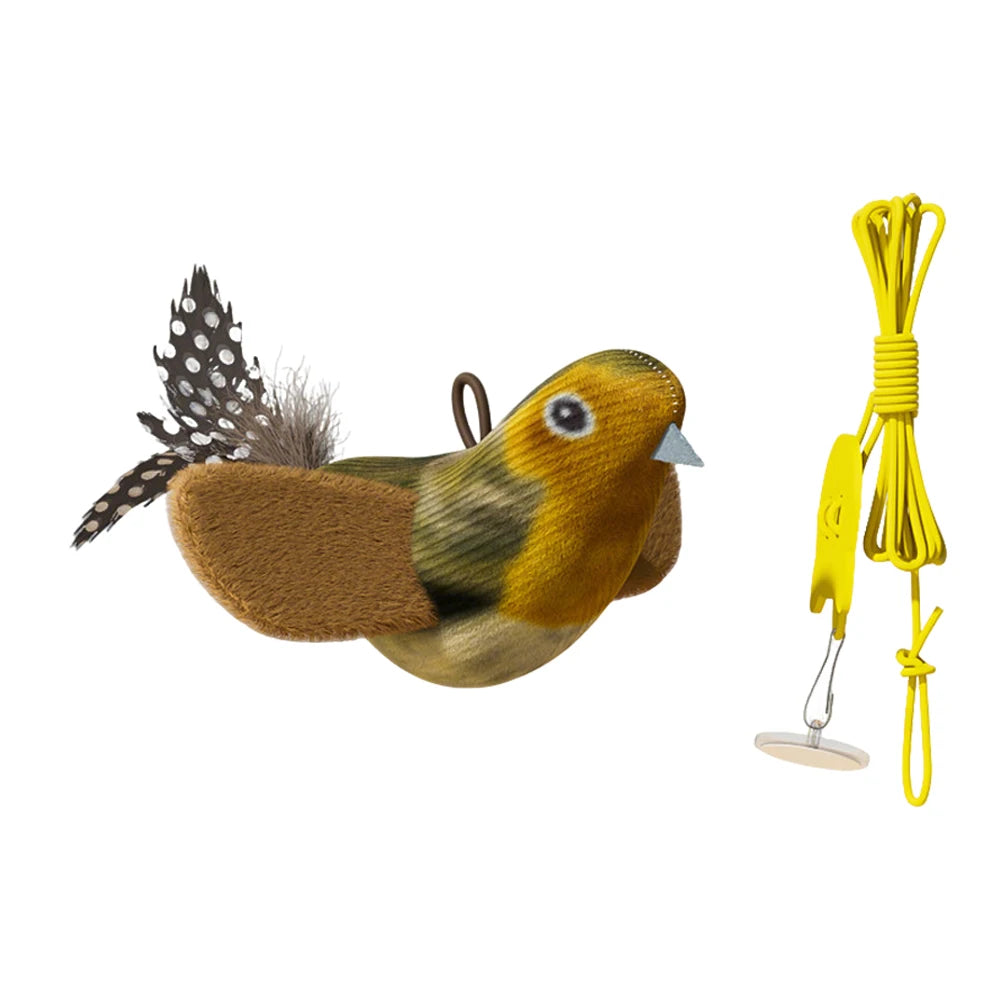Interactive Bird Cat Toy, Hanging Plush Toy with Sound