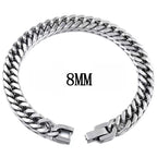 MKENDN 8/10/12MM Cuban Link Chain Bracelets for Men Women Solid Stainless Steel Curb Link Chain Wristband Jewelry Gifts
