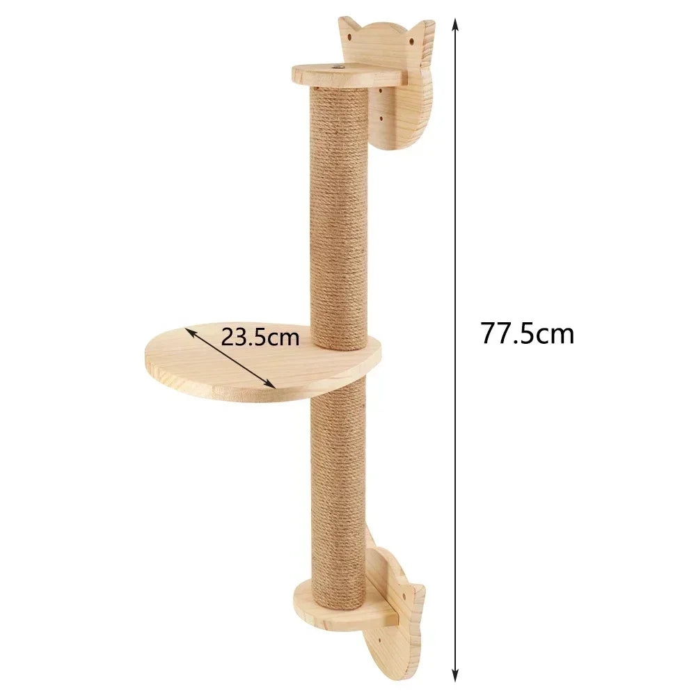 Wall Mounted Cat Climbing Shelves Cat House Cat Bridge Cat Hammock with Scratching Post and Pedals or Stairway for Kittens