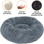 Plush Dog Bed Round Soft Calming Bed for Small Large Dogs & Cats