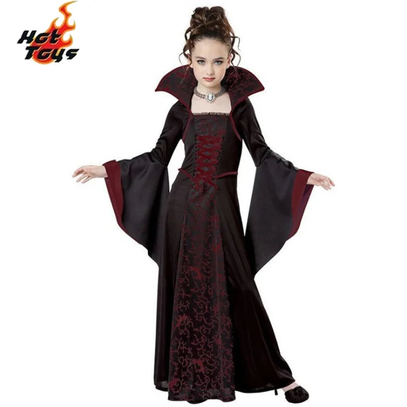 Halloween Costume for Kids Halloween Fantasy Vampire Costume Girls Witch Cosplay Children's Performance Clothing for Party