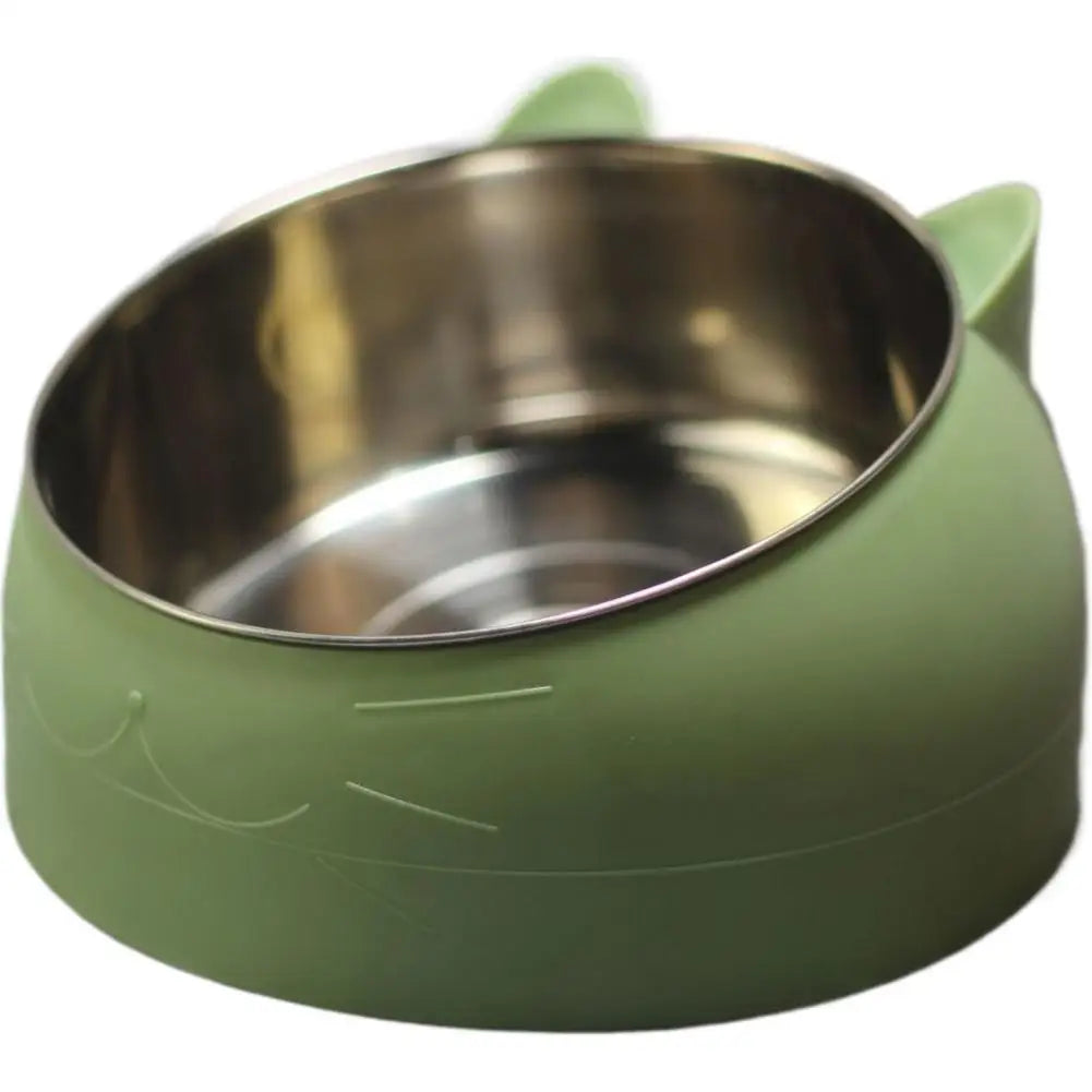 Stainless Steel Cat Bowl – 15° Inclined Non-Slip Feeder