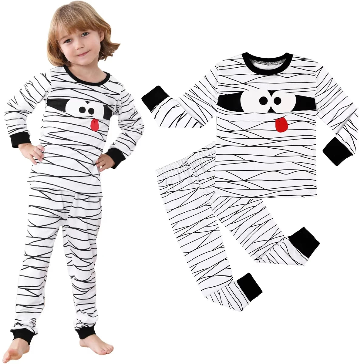 Skeleton Costume for Kids Halloween Skull Glowing Pajamas Toddler Ghost Bone Scary Clothes Child Carnival Dress Up Costume