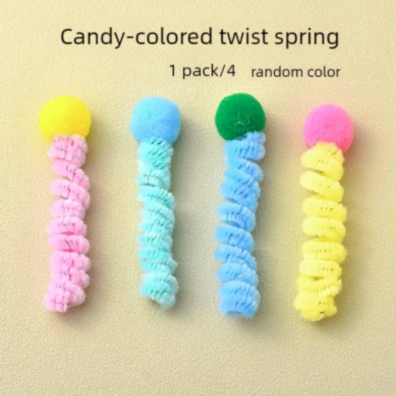 Interactive Cat Spring Toy – Colorful Plastic Jumping Toy