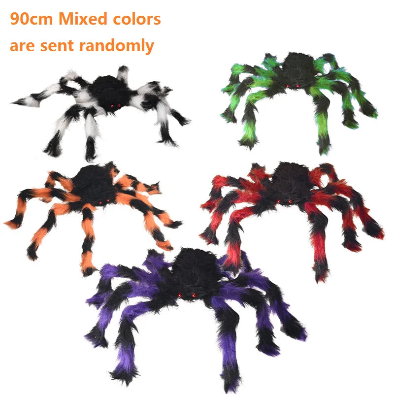 30/50/75/150/200cm Halloween Simulation Seven-Color/Black Spider Haunted House Bar Horror Outdoor Decoration Props Spider Web.