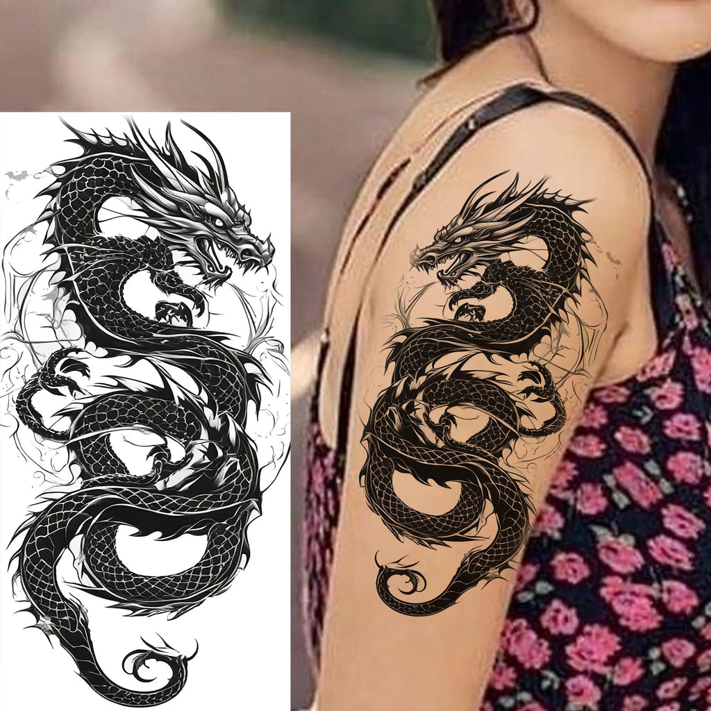 1 Sheet Evil Grim Reaper Skull Temporary Tattoos For Men Women Waterproof Fake Tattoos 3D Dragon Scorpion Warrior Tatoo Stickers