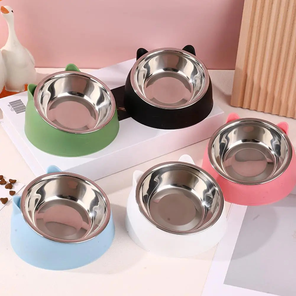 Stainless Steel Cat Bowl – 15° Inclined Non-Slip Feeder