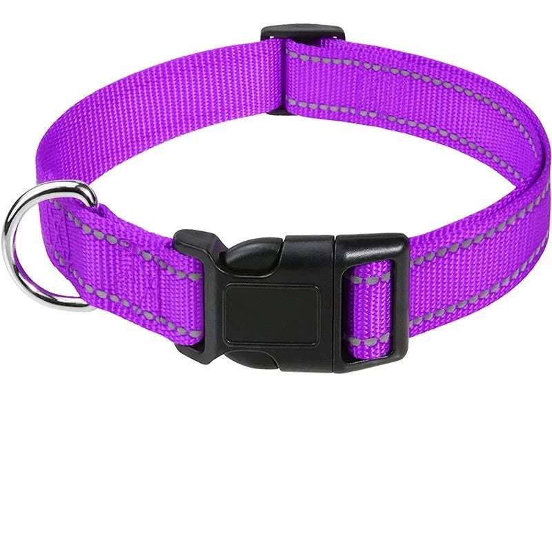 Reflective Dog Collar Adjustable Nylon Safety Collar for Small & Medium Dogs