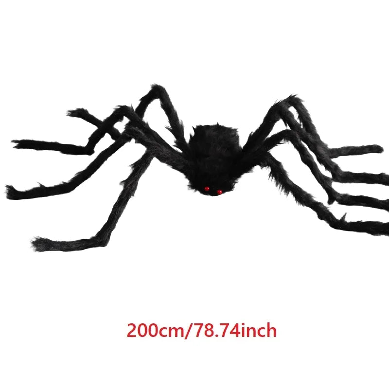 Horror Halloween Plush Spider Decoration Giant Halloween Spiders Web Party Prop Haunted Outdoor Chamber Prank Black Spider Decor