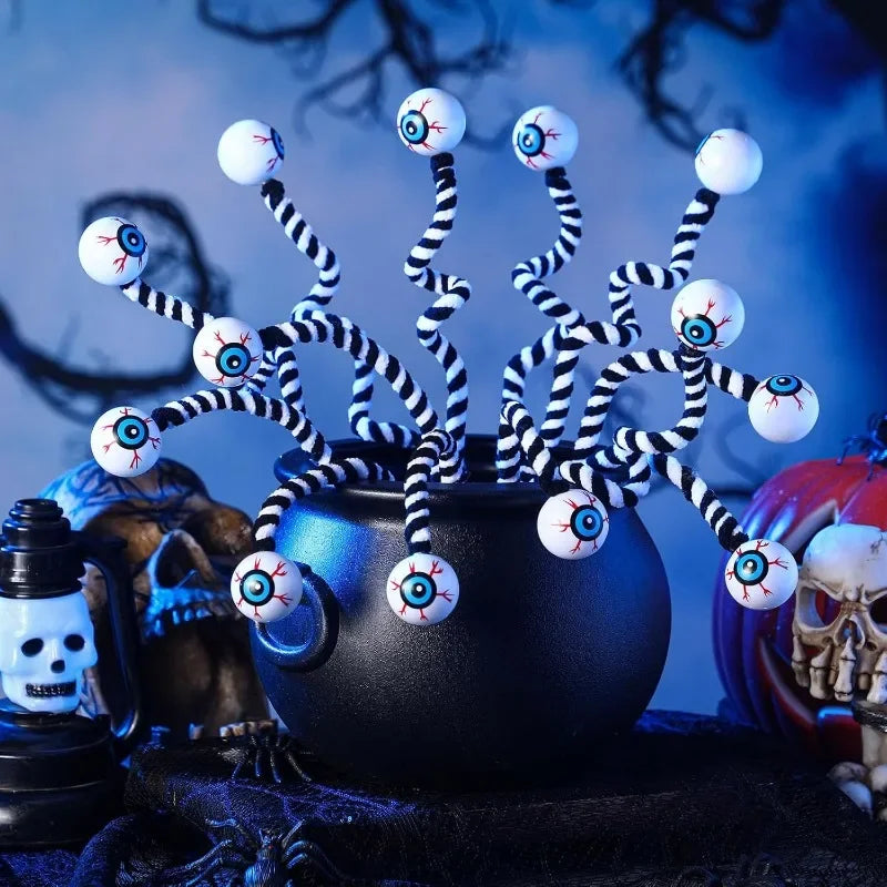 1/10pcs Cartoon Halloween Big Eyes Twisting Stick Creative Eye Color Plush Decoration Festival Event Party Children Adult Decor