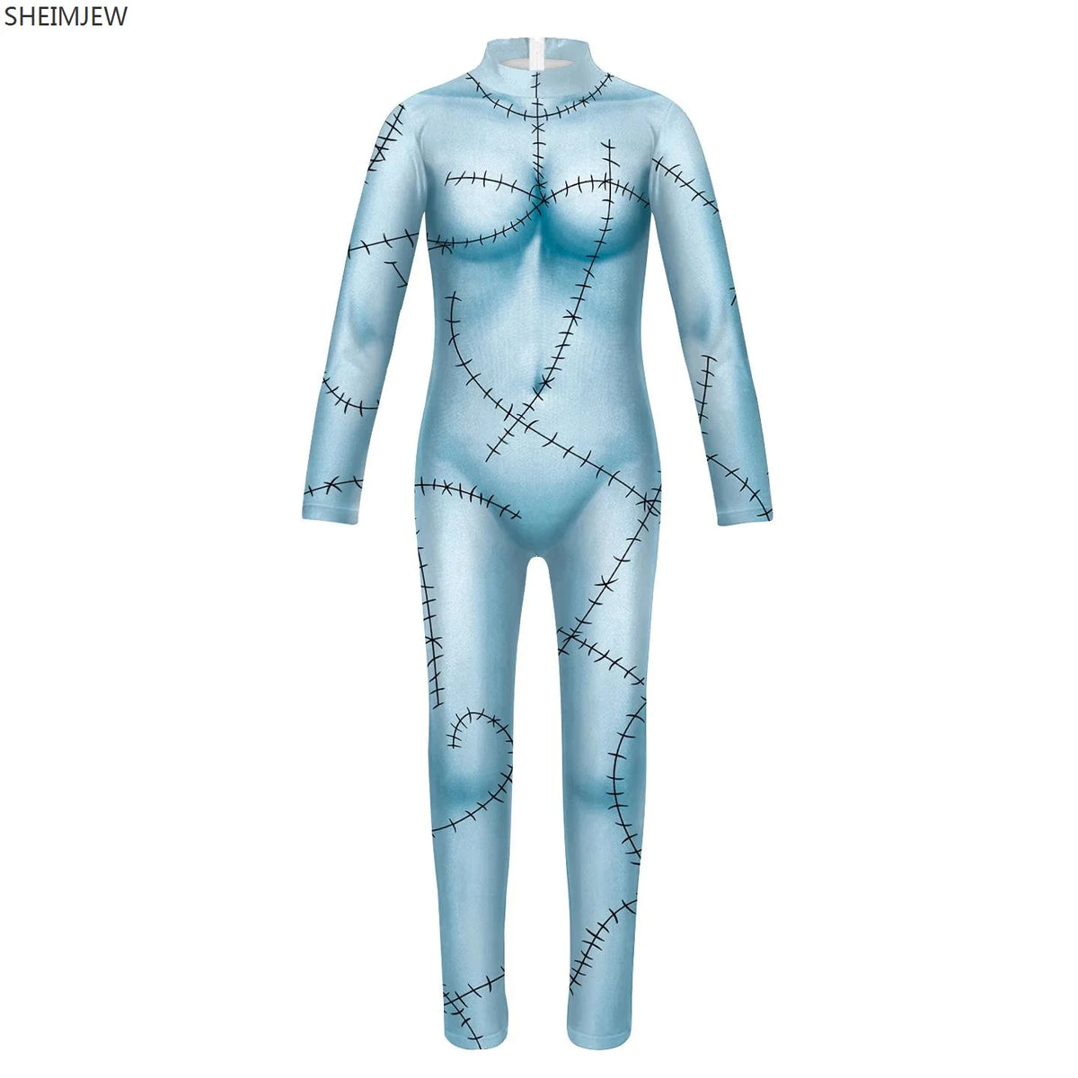 POP1 Children Punk Robot Cosplay Costumes Boys Girls Zentai Suit Muscle Skeleton Print Jumpsuit Halloween Party Kids Bodysuit
