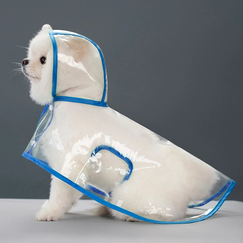 New Raincoat Pet Transparent Outgoing Raincoat Thickened Windproof and Waterproof Large, Medium, and Small Dog Clothes Plastic F