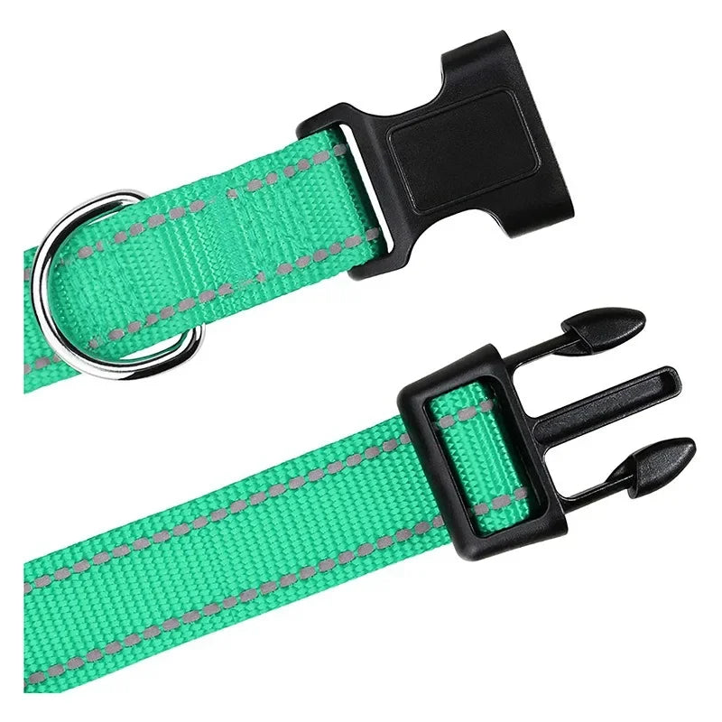 Reflective Dog Collar Adjustable Nylon Safety Collar for Small & Medium Dogs
