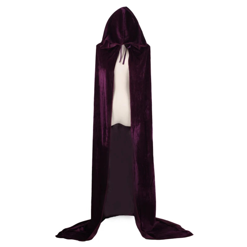 Halloween Pleuche Velvet Cloak Cape Hooded Medieval Costume Witch Wicca Vampire Halloween Cosplay Costume Cape for Christmas