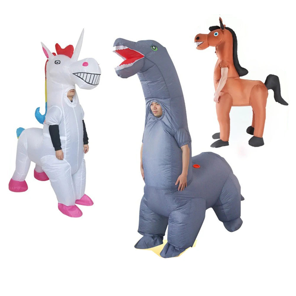 Full Coverage Dinosaur Horse Inflatable Suit Adult Wear Animal Cartoon Doll Costume Halloween Cosplay Clothing Prop