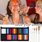 26 Colors Body Paint Set with Brushes and Stickers Water-Soluble UV Luminous Face Body Paint Art for Stage Performances Makeup