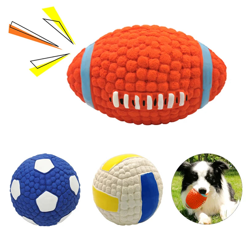 Squeaky Dog Ball, Rubber Interactive Chew & Training Toy