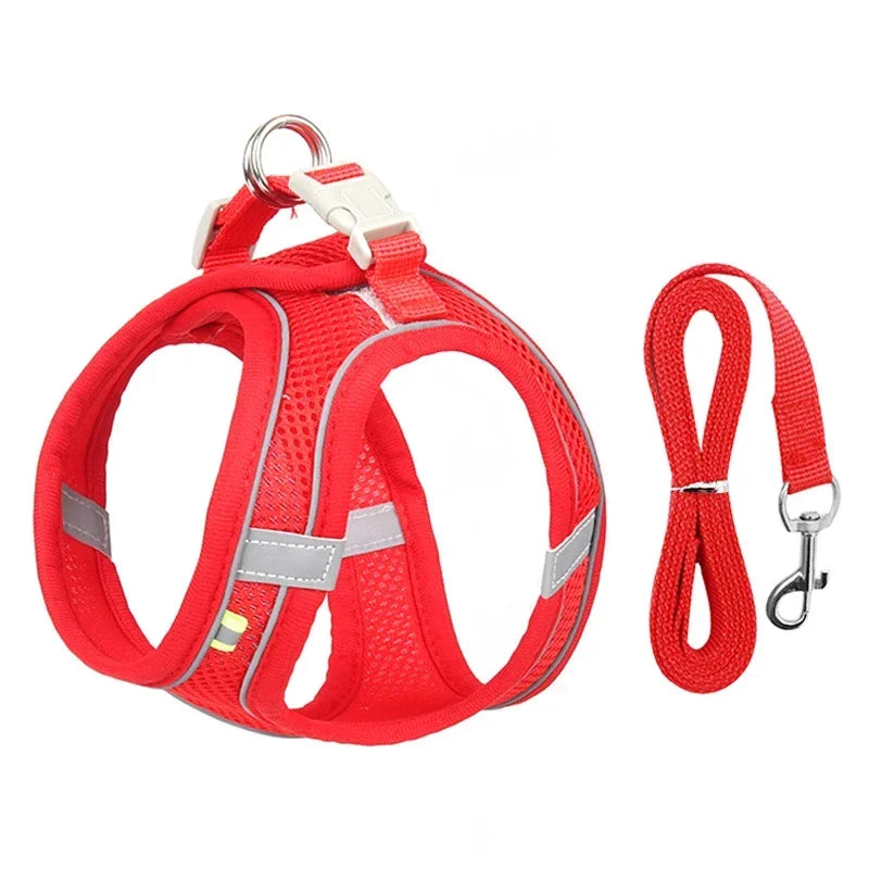 Small Dog Harness – Adjustable Reflective Vest with 1.5m Leash