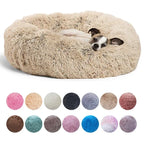 Plush Dog Bed Round Soft Calming Bed for Small Large Dogs & Cats