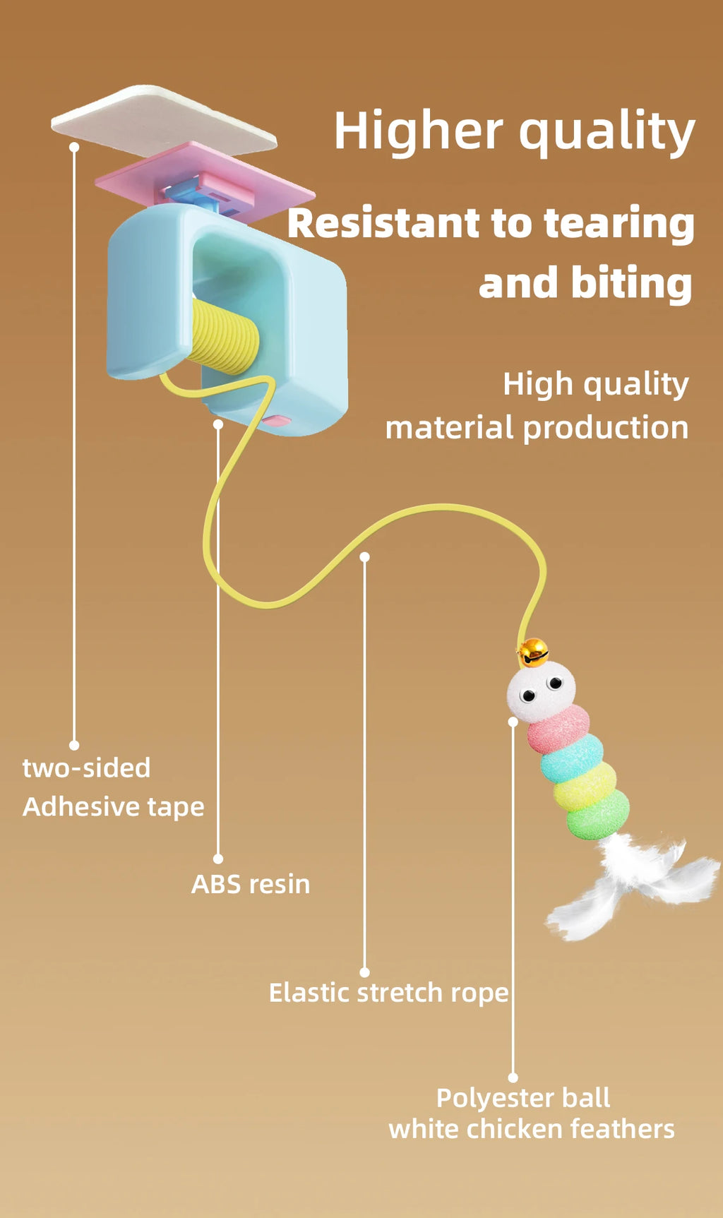 Automatic Interactive Cat Toy with Flying Feather & Elastic Rope
