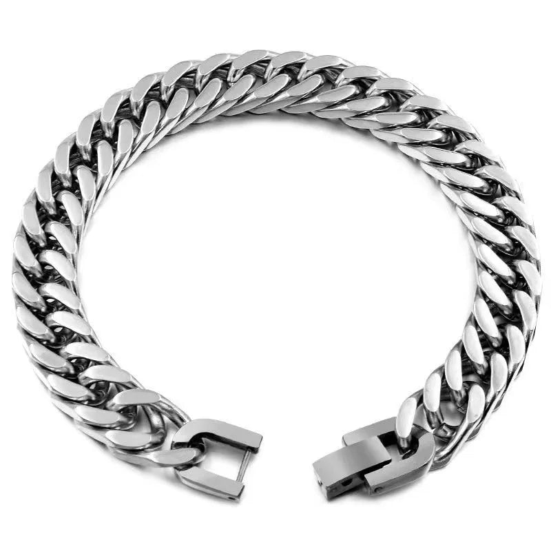 MKENDN 8/10/12MM Cuban Link Chain Bracelets for Men Women Solid Stainless Steel Curb Link Chain Wristband Jewelry Gifts