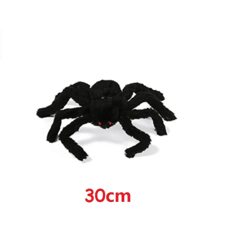 75/150/200cm Halloween Plush Simulation Spider Colorful Black Ghost House Bar Scary Big Spider Outdoor Decor Props Spider Web