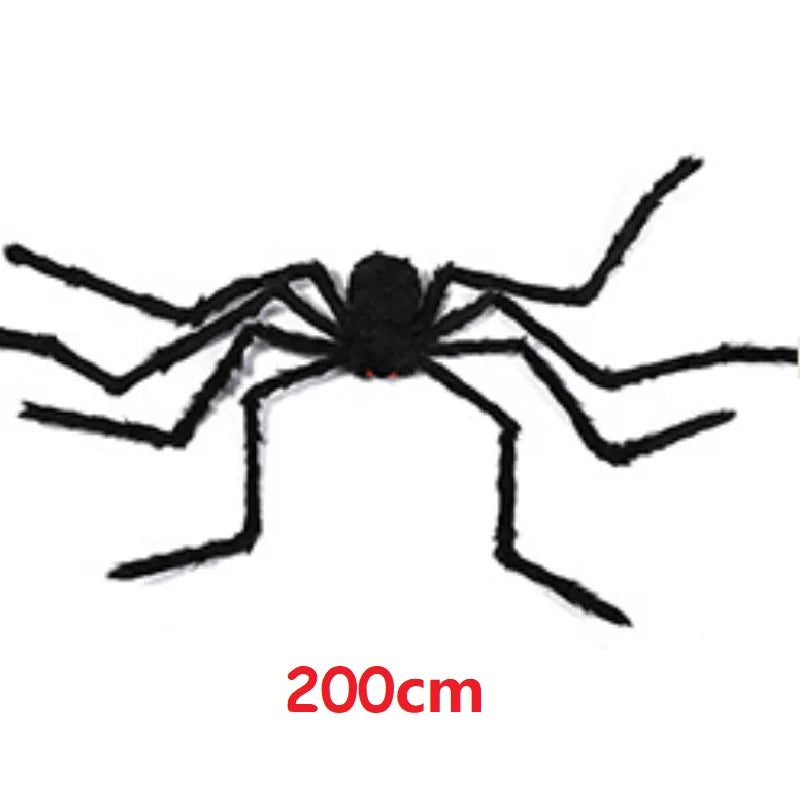 150/200cm Black Scary Giant Spider Huge Spider Web Halloween Decoration Props Haunted House Holiday Outdoor Giant Decoration