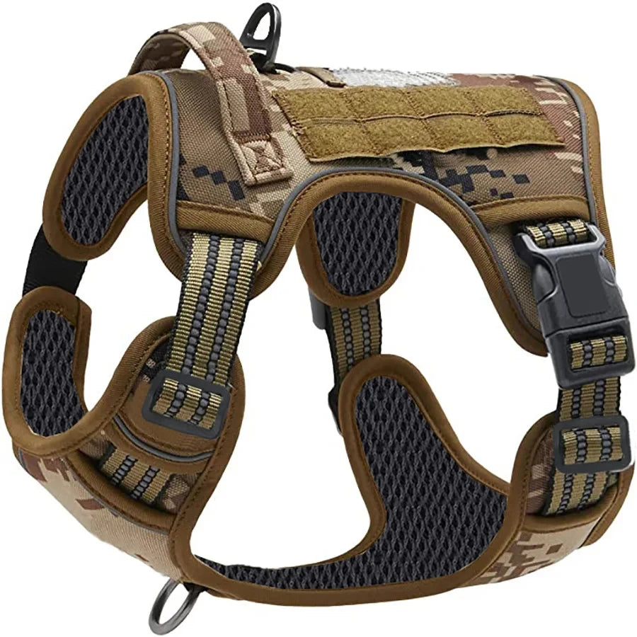 Military Tactical Pull Large Dog Tactical Harness - Durable Military-Style Vest with Reflective Straps & Secure Control Handle