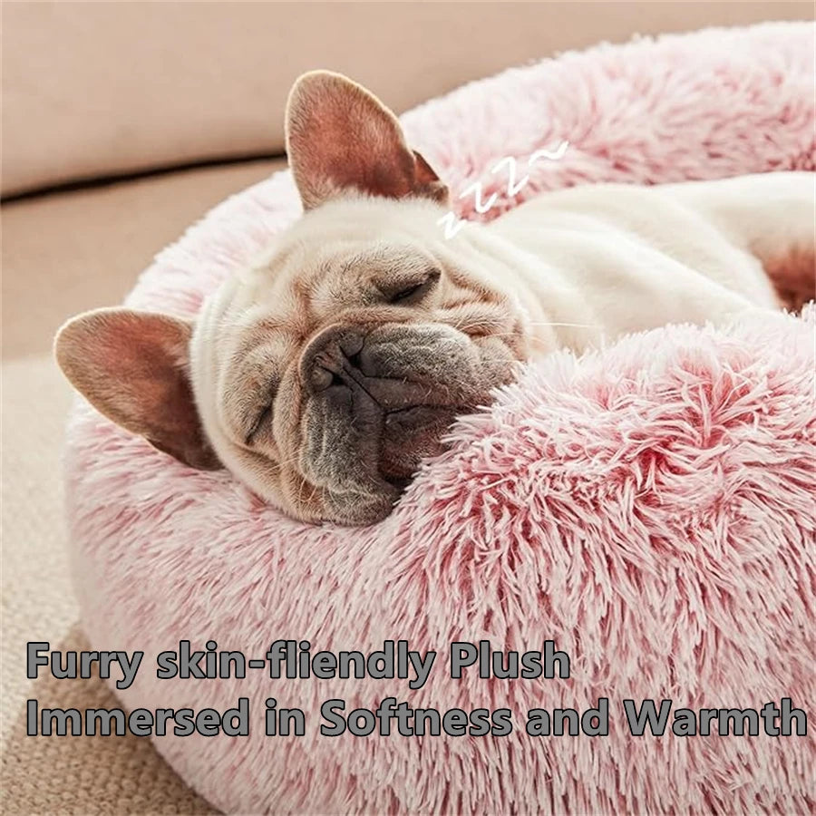 Plush Pet Bed – Warm Round Washable Bed for Cats & Small Dogs