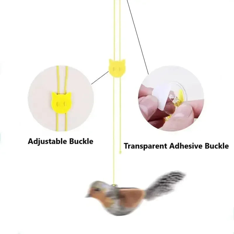 Interactive Bird Cat Toy, Hanging Plush Toy with Sound
