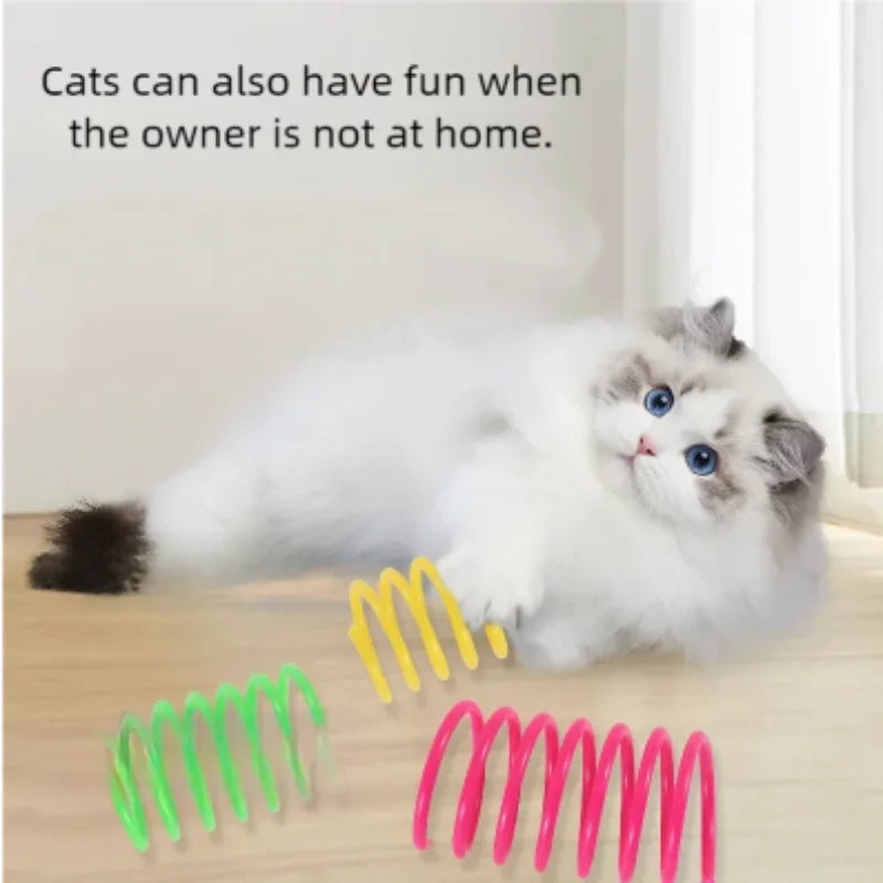 Interactive Cat Spring Toy – Colorful Plastic Jumping Toy
