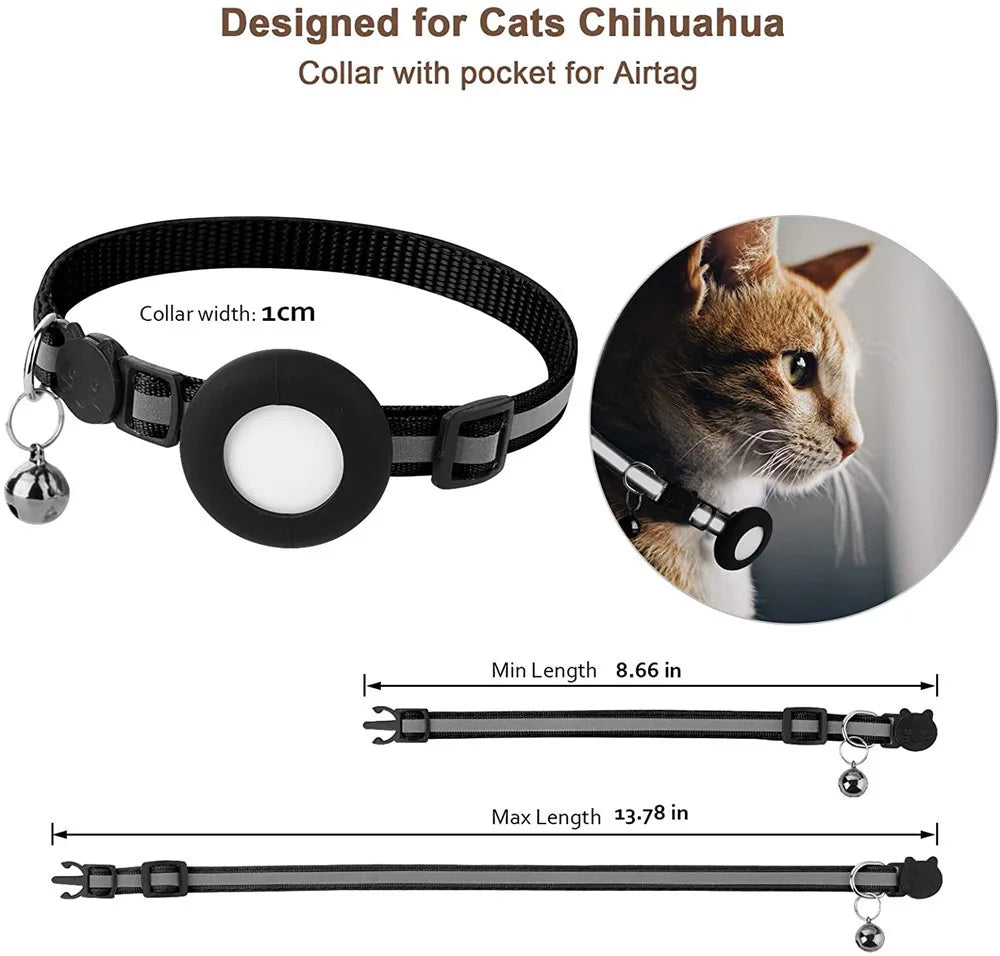 AirTag Cat Collar, Reflective Breakaway Collar with Bell