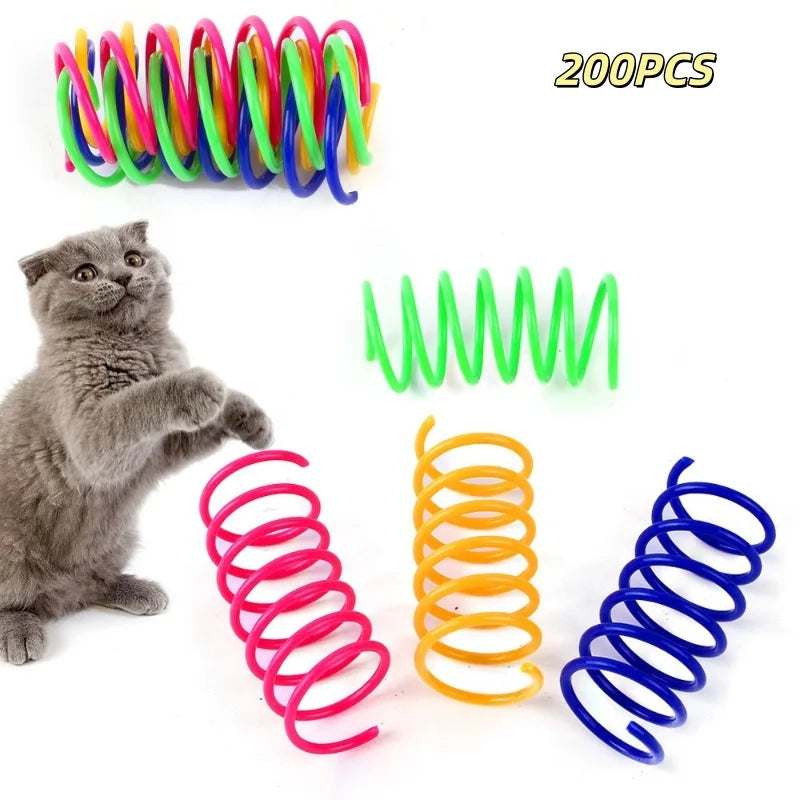 Interactive Cat Spring Toy – Colorful Plastic Jumping Toy