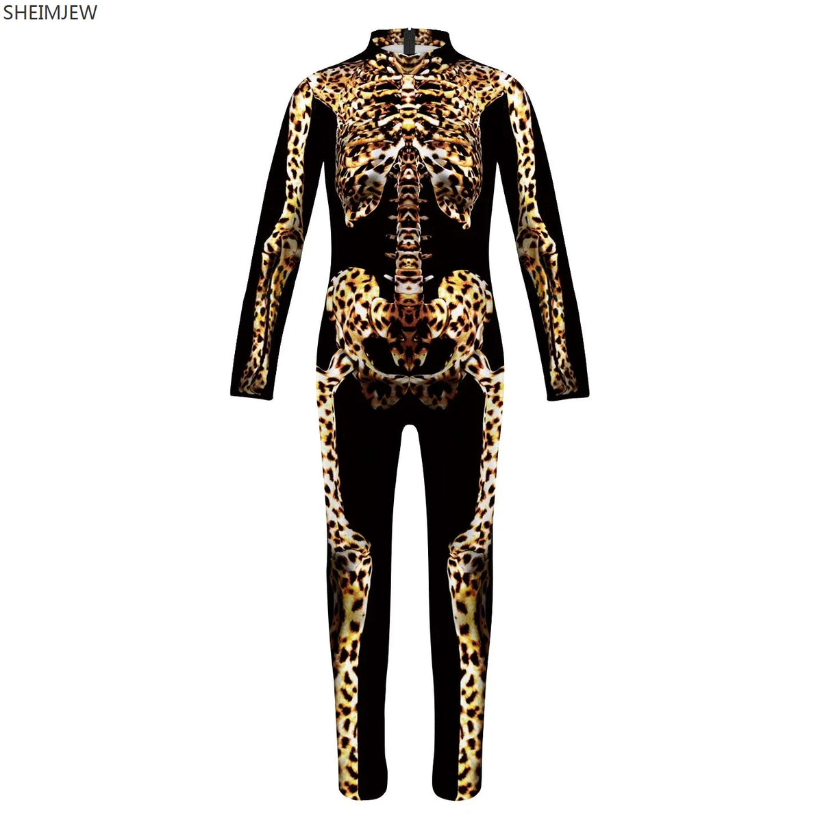 POP1 Children Punk Robot Cosplay Costumes Boys Girls Zentai Suit Muscle Skeleton Print Jumpsuit Halloween Party Kids Bodysuit