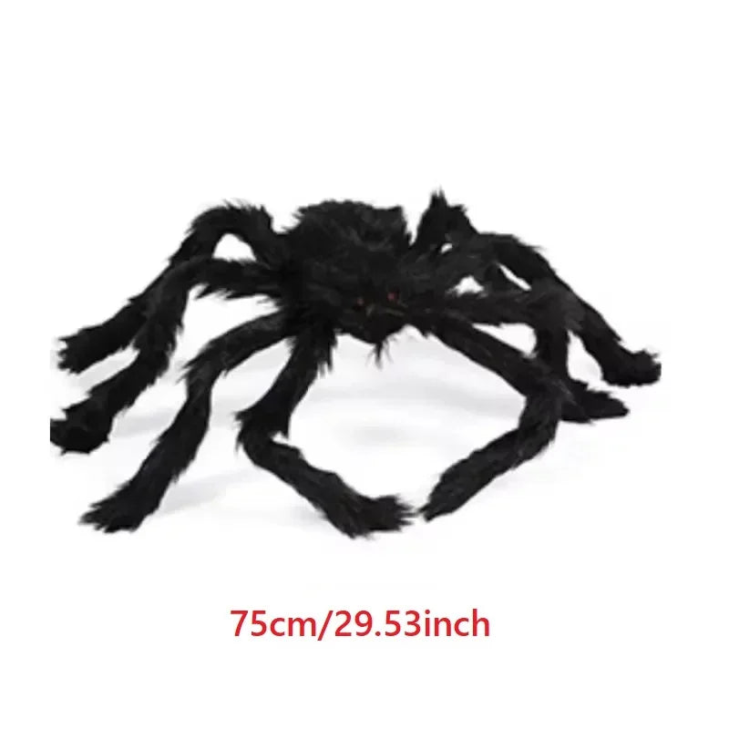 Horror Halloween Plush Spider Decoration Giant Halloween Spiders Web Party Prop Haunted Outdoor Chamber Prank Black Spider Decor
