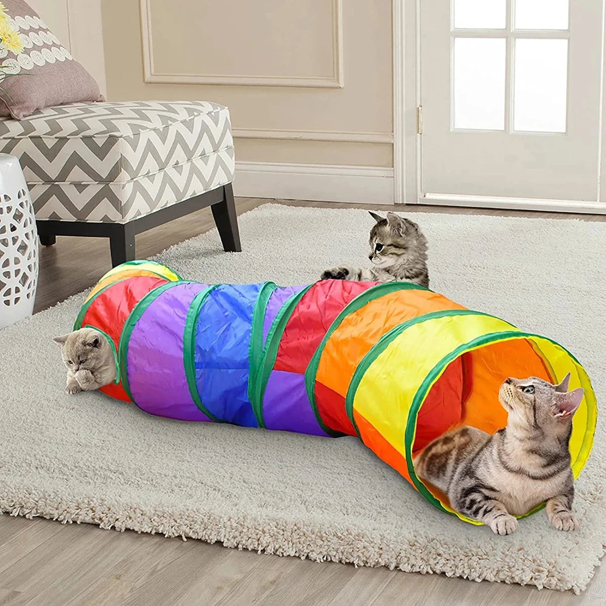 Cat Tunnel Foldable Cloth Interactive Play Toy for Kittens