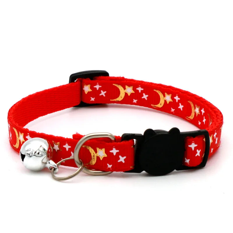 Adjustable Cat Collar with Bell – Star Moon Breakaway Collar