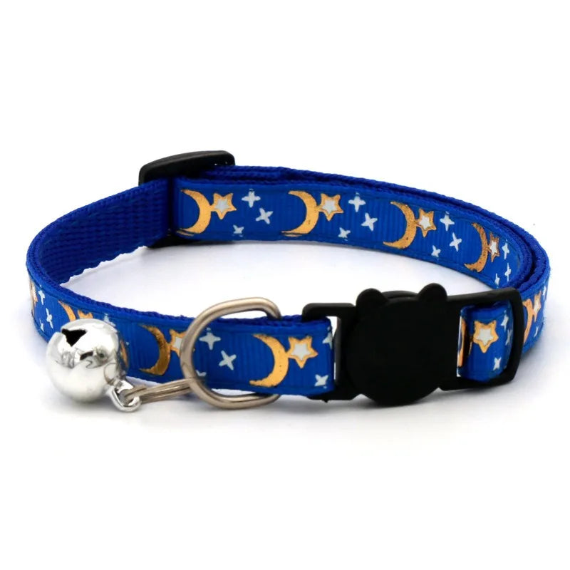 Adjustable Cat Collar with Bell – Colorful Paw Print Kitten Collar