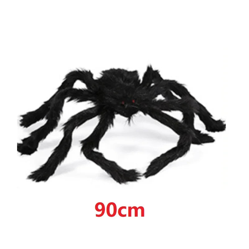 75/150/200cm Halloween Plush Simulation Spider Colorful Black Ghost House Bar Scary Big Spider Outdoor Decor Props Spider Web